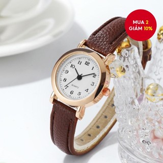 Đồng hồ thạch anh mặt số nhỏ hợp thời trang dành cho nữ với số Ả Rập & dây da
