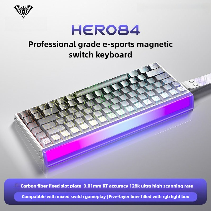 AULA HERO84 HE Bàn phím từ tính có dây RGB Kích hoạt nhanh 8K Tỷ lệ bỏ phiếu Bảng định vị bằng sợi C