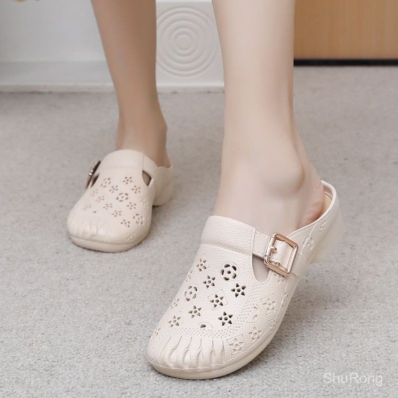 ​ ​ Dép Nữ Hàn Quốc Phong Cách Cổ Điển Mềm Mại Chống Thấm Nước Mũi Mở Chống Trơn Trượt ​ ​