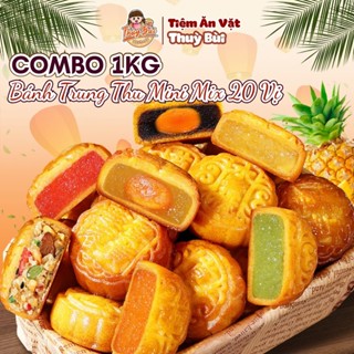 1KG Bánh Trung Thu Mini Nội Địa Đủ Vị, Bánh Nướng, Bánh Dẻo Vị Đậu Xanh, Nhân Chảy, Trứng Muối Mix Vị