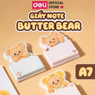  Set 80 Tờ Giấy Note Ghi Chú ButterBear x Deli - Giấy Nhớ Hình Gấu Dễ Thương Tiện Lợi Cho Học Sinh Chất Lượng Cao 