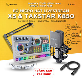 Bộ Combo Mic Thu Âm Hát Livestream Sound Card X5 & Mic TAKSTAR PC K850 Dành Cho Điện Thoại