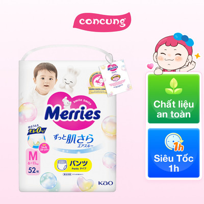 Tã quần Merries (M, 6-11kg, 52 miếng) - concung