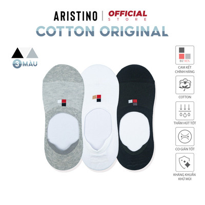 COMBO 6 Đôi tất vớ lười nam ARISTINO Bizmen cotton nano Ag khử khuẩn silicon chống tuột gót CO08.CB6