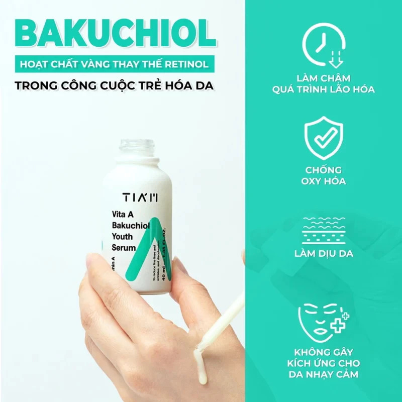 Serum Bakuchiol hỗ trợ Căng Bóng Trẻ Hoá Da Tia'm Vita A Bakuchiol Youth Serum 40ml