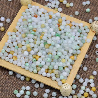 ((20 Cái / Giá) Tự Nhiên Một Hàng Jadeite Ice Waxy Vòng Tay Hạt Tròn DIY Phụ Kiện