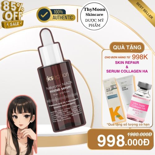 [C.Ty Chính Hãng]  Serum HA B3 Niacin sáng da, mờ thâm mụn Ekseption Hyaluronic Niacinamide 75ml - c