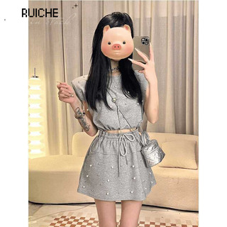RUICHE set đồ nữ áo thun nữ croptop baby tee Cổ điển Phong cách Cute Korean WTX24704A9 28Z240707