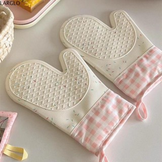 Găng tay lò vi sóng LARGLO, Găng tay silicon cách nhiệt chống bỏng, Đồ dùng nhà bếp Kẻ sọc màu hồng chống trượt Găng tay lò nướng chuyên nghiệp Nhà bếp