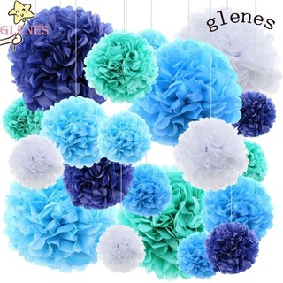 Glenes Khăn Giấy Pompoms Handmade Tròn Để Trang Trí Tiệc Trang Trí Tiệc DIY Phụ Kiện Sinh Nhật Hoa Cưới