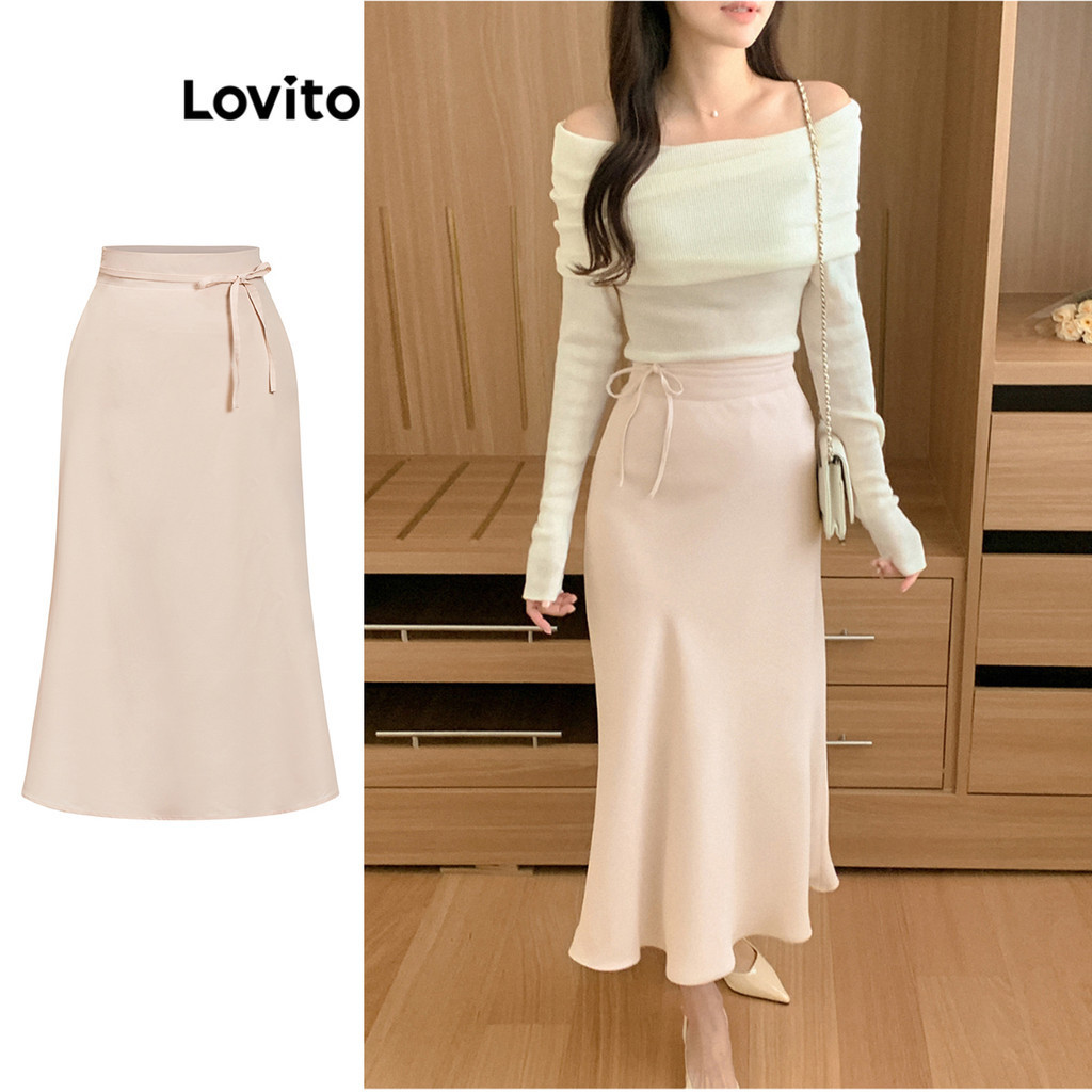 Lovito Váy ren trơn thanh lịch cho nữ L89ED173