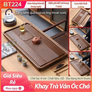 HOT  Khay Trà Vân Gỗ Óc Chó Cao Cấp – 5 Kích Thước – BT224