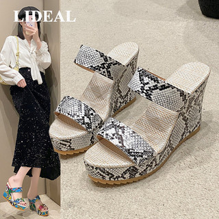 LIDEAL dép đế cao dép sandal nữ dép quai ngang Phối màu tinh tế Lịch sự Đế êm Năng động FPD2450JXZ 30Z240722