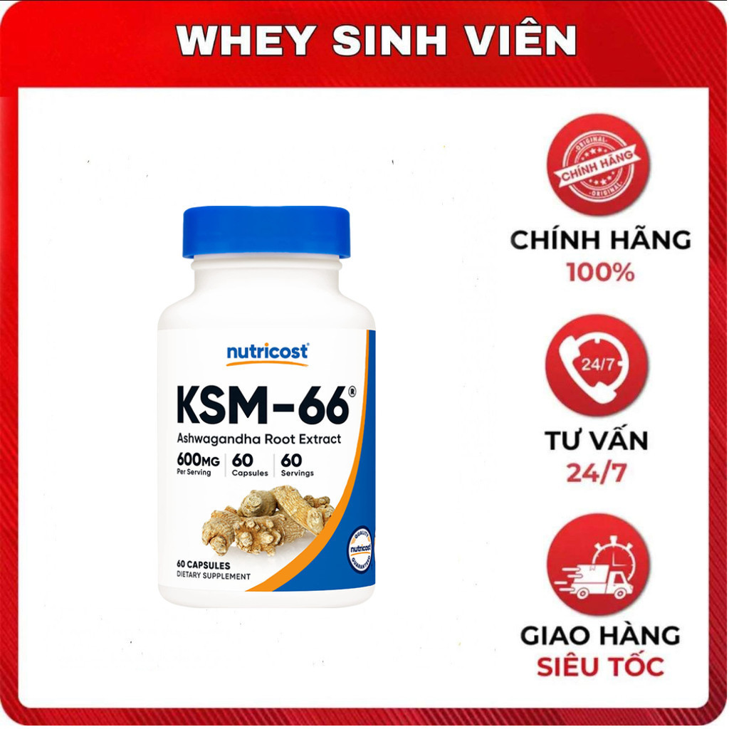 Nutricost KSM-66 Ashwagandha Root Extract 600mg 60 viên Giúp Ngủ Ngon tại Whey Sinh Viên Hải Phòng