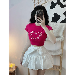 ÁO THUN CROPTOP BODY ĐÍNH NƠ TIM [Ảnh chụp] HOT