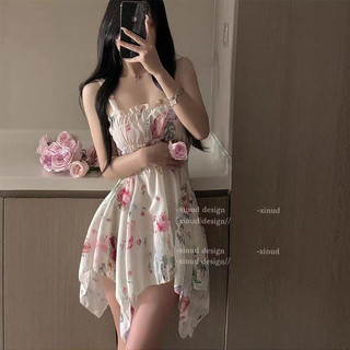 Váy Ngủ Kiểu Pháp Bông Hoa Gợi Cảm Lụa Băng Mùa Hè Khí Chất Mẫu Mới Đồ Ngủ Cổ Điển Cao Cấp