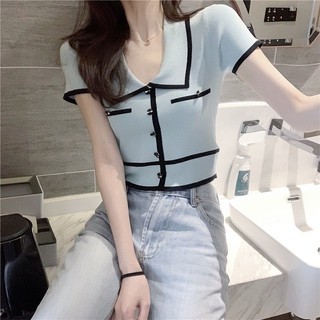 Thời trang nữ mùa hè Áo sơ mi lụa ngắn tay