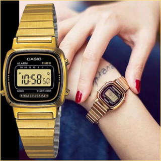 Đồng hồ chống nước Mini Casio Vintage La670 Đồng hồ số nữ chính hãng bao gồm hộp sắt