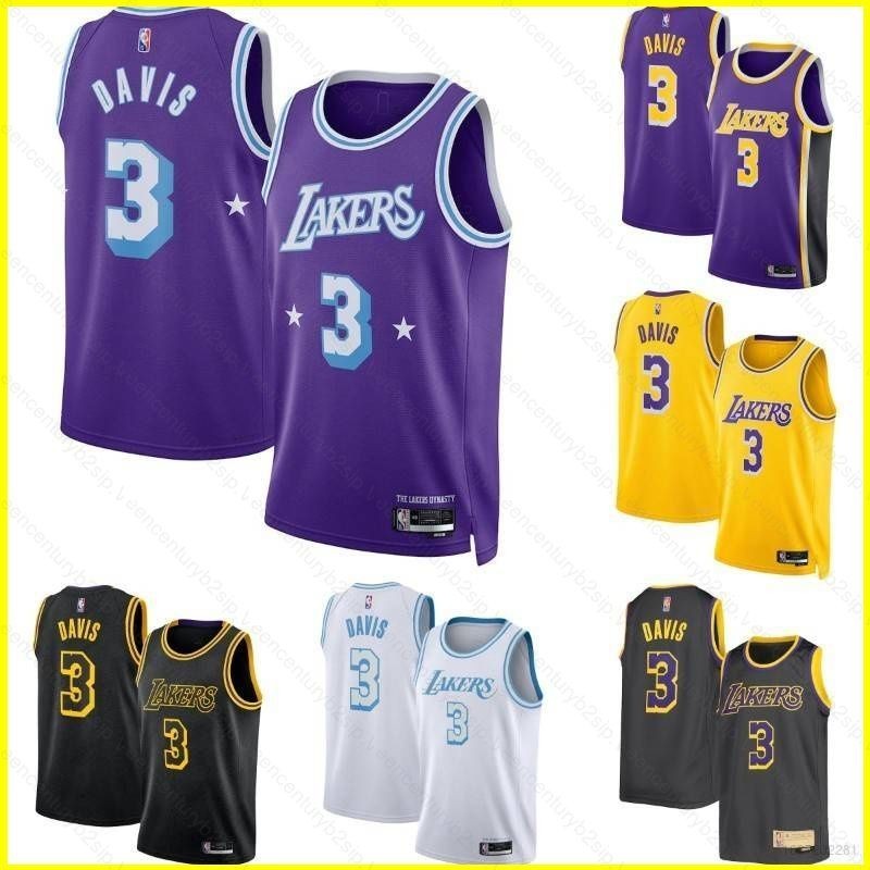 2022 NBA Jersey Los Angeles Lakers City Edition No.3 Davis Basketball Jersey Áo vest thể thao Phiên 