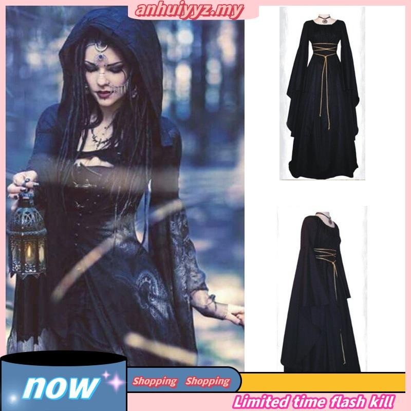 Womens Halloween Vintage Medieval Dress Victorian Renaissance Gothic Costume Gown Dress Halloween Co