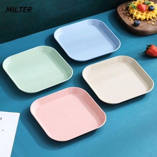 Đĩa đựng trái cây/thực phẩm bằng nhựa lúa mạch hình vuông sáng tạo dễ thương