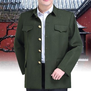 Trang phục áo dài áo dài nam áo dài áo ông nội người già Áo khoác người trung niên áo thường phục quân đội rộng rãi cỡ lớn Áo