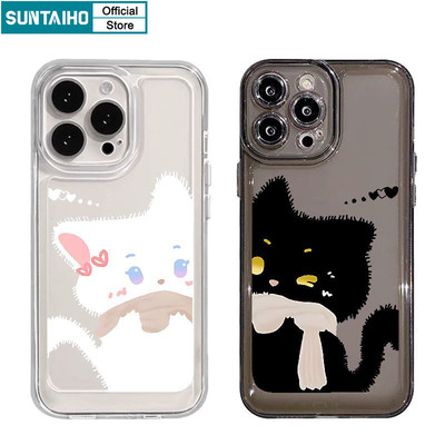Suntaiho Ngộ nghĩnh Thẩm Mỹ Vỏ Mèo Họa Tiết Cặp Đôi Ốp lưng Iphone 15 14 13 12 11 Pro Max IP 7 8 Plus Iphon X Xs XR Xs Max TPU Mềm Cao Cấp Chống Sốc Ốp Lưng