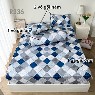 Bộ ga giường thun lạnh 4 món R336 in 5D REE Bedding đủ size drap trải nệm