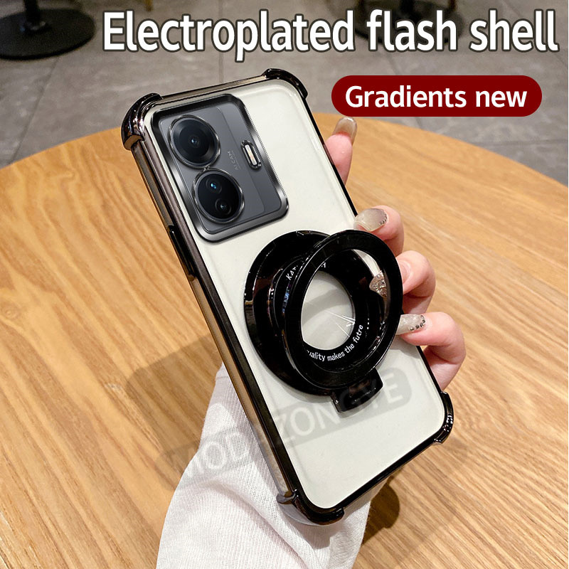 Dành Cho VIVO T1 5G Ốp Lưng Silicon Mềm Mạ Điện TPU SoftCase Chống Rơi Chống Sốc VIVOT1 5G V2153 Vỏ Điện Thoại Di Động Có Giá Đỡ Từ Tính