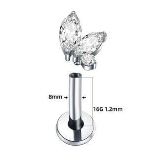 1 Chiếc F136 G23 Titan Tròn zirconium zirconi lip stud Xuyên Trang Sức Môi stud Tai Xương