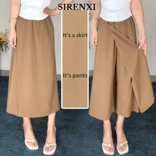 SIRENXI Quần Váy, Quần ống thẳng dáng rộng thoáng khí, Vải lanh Cotton lưng cao thoải mái có túi Quần ống rộng mùa hè