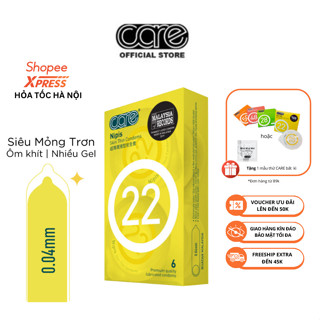  Bao Cao Su Siêu Mỏng CARE 22 Nhiều Gel Bôi Trơn Kéo Dài Thời Gian Hương Nước Hoa Truyền Nhiệt Tốt Hộp 6 Bcs Care Latex 