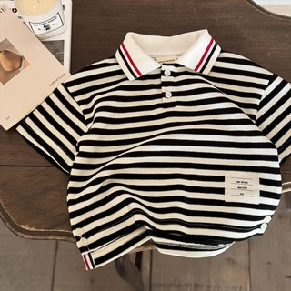 T TIINGXUYU Trẻ Em Áo Sơ Mi polo Tay Ngắn Phong Cách Mùa Hè Bé Trai Bé Gái Phong Cách Nhật Bản Dạo Phố Áo Thun Bé TB Ve Áo Top