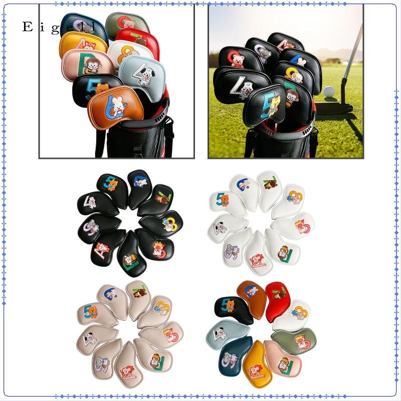 Eigall 9x Da PU Golf Iron Headcover Set Golf Club Head Cover Tay áo cho người mới bắt đầu ngoài trời