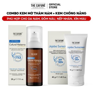 Combo Kem Làm Mờ Thâm Nám, The Cafuné Melasma Gel Cream  28g và Kem Chống Nắng Jojoba The Cafuné 40gr