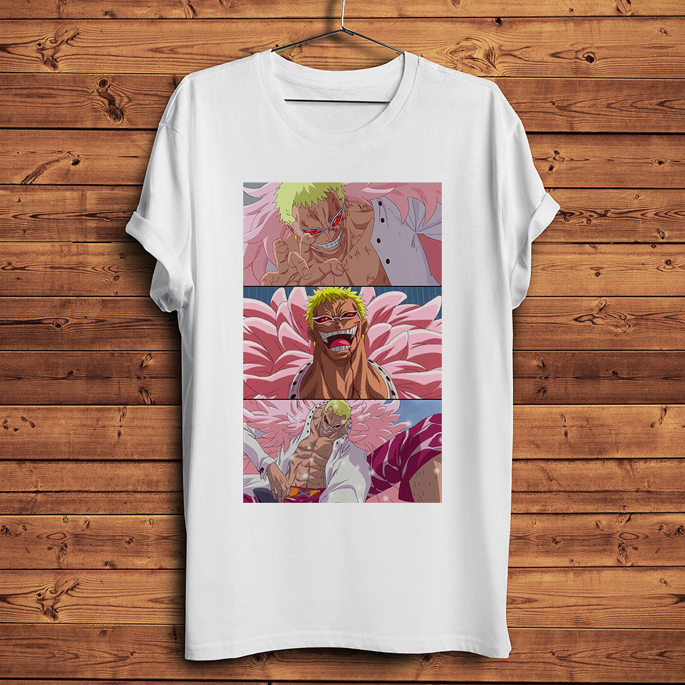 Áo Thun Nam Unisex Joker DonQuixote Doflamingo Anime, Màu Trắng, Phù Hợp Đi Dạo Phố Mùa Hè