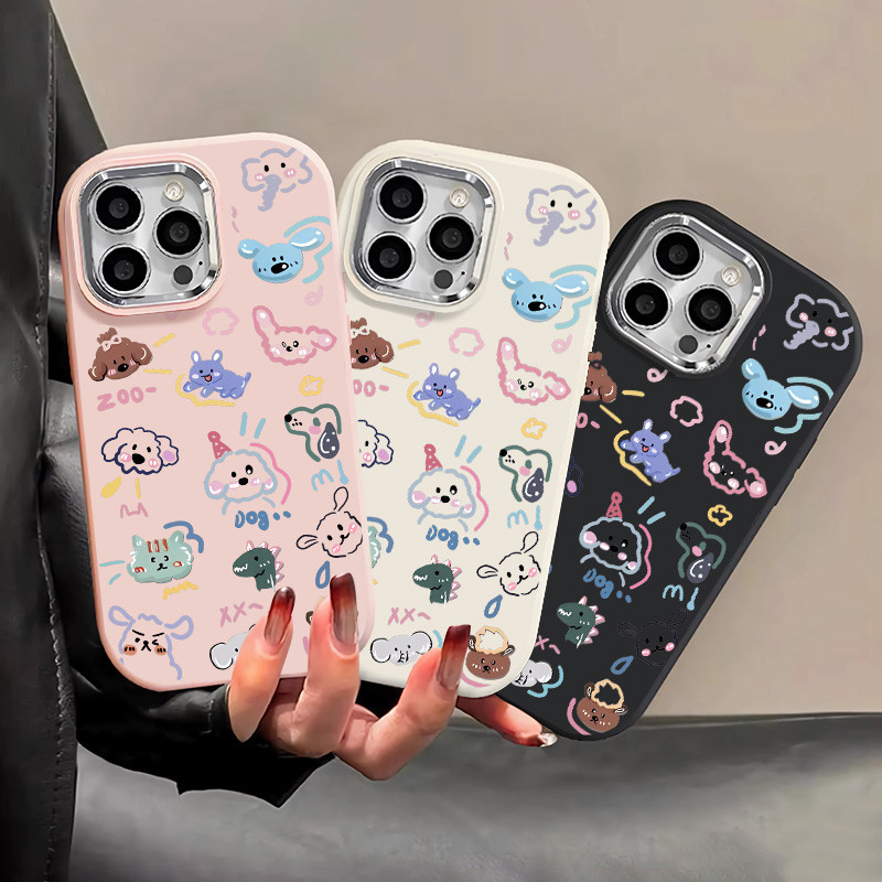 Ốp Điện Thoại Họa Tiết Động Vật Graffiti Nhiều Màu Sắc Tương Thích Cho IPhone 15 14 13 12 16Pro MAX 7 8 Plus X XR XS MAX SE2020 15plus Vỏ Mềm TPU Lỗ Lớn Cao Cấp