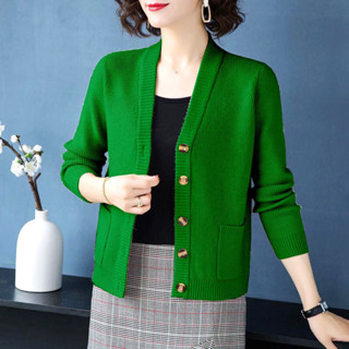  2023 Áo Len Nữ Thu Đông Dệt Kim Cardigan Trung Niên Nữ Nữ Mùa Thu Phong Cách Mới Nữ Áo Khoác Ngắn Thời Trang Top 