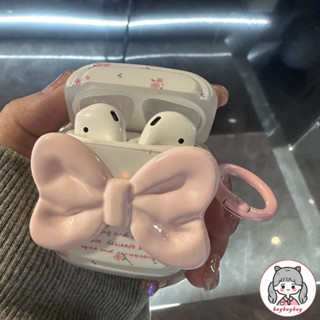 Ốp Tai Nghe Bóng Nơ Màu Hồng 3D Cho Airpods 1 2 3 4 Pro 2nd Chống Rơi Ốp Lưng Tai nghe không dây