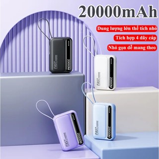 Pin Sạc Dự Phòng  20000mAh sạc nhanh pin mini dung lượng lớn có sẵn nhiều dây sạc R08