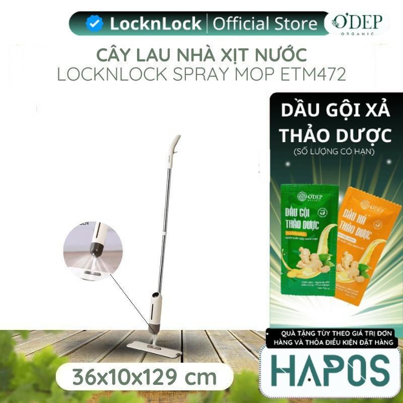 Cây lau nhà LocknLock xịt nước Capsule Spray Mop ETM472 phun nước nhiều diện rộng - Chính Hãng - HAP