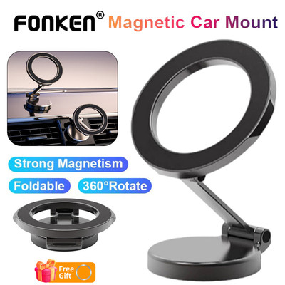 Giá đỡ điện thoại ô tô Fonken MgSafe 360° Giá đỡ xe từ tính có thể gập lại có thể điều chỉnh cho iPh 16 15