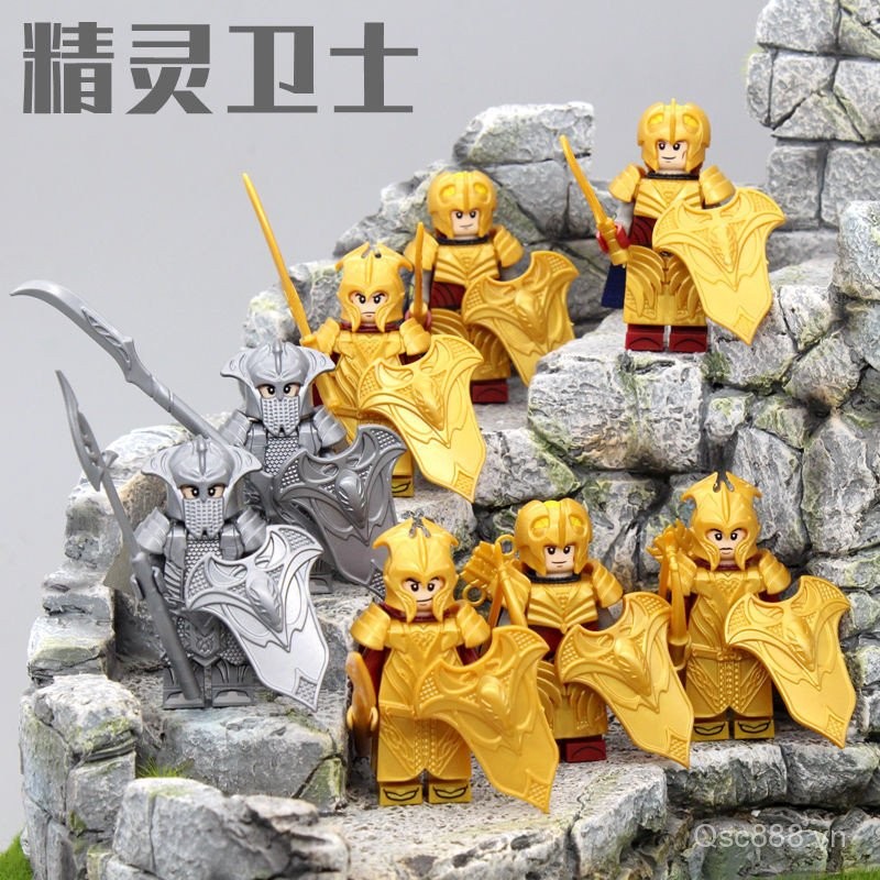 Tương thích Minifigures Thời Trung Cổ Hobbit Tiên Vệ Binh Hiệp Sĩ Lùn Chiến Binh Hobbit Khối Xây Dựn