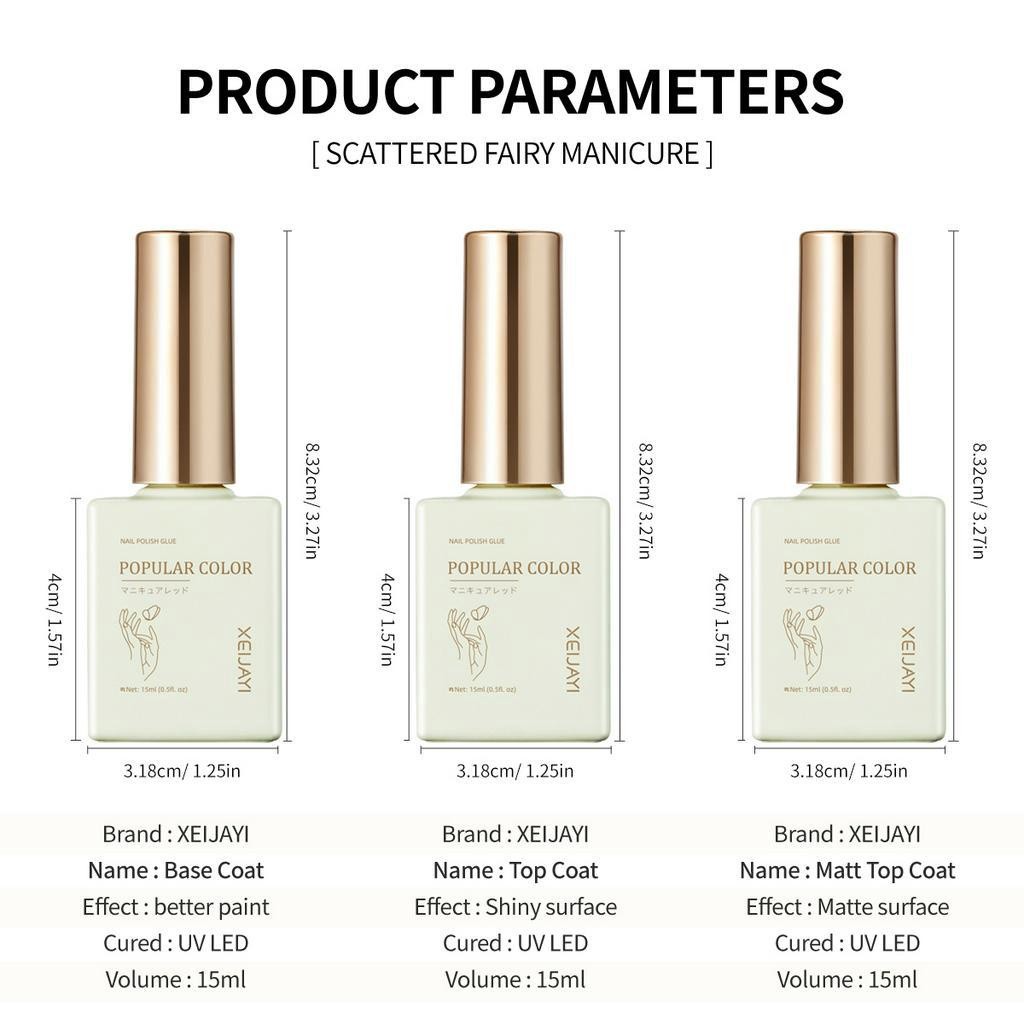 No Wipe Matte Gloss Gel Top Coat Base Coat Nail Polish Set