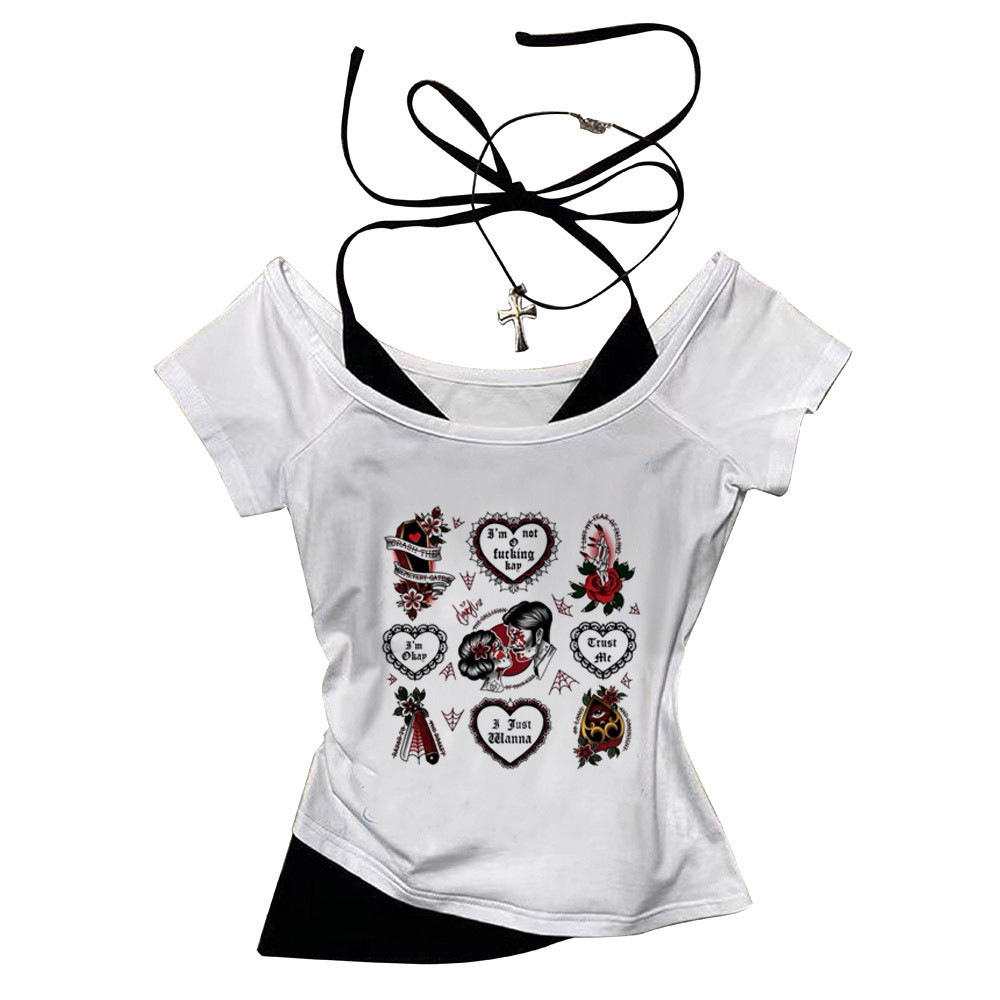 Áo Bralette Cổ Chẽo Phong Cách Gyaru Y2K Grunge, FormSlimFit Thời Trang Dạo Phố