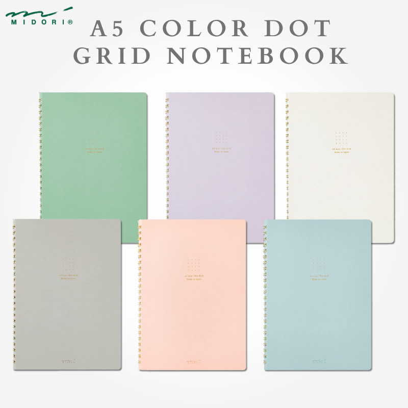MIDORI Designphil A5 Colored Dot Grid Ring Notebook, Japan Diary/ Journal Stationery