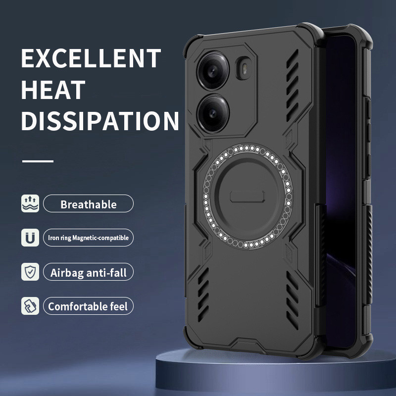Dành cho Xiaomi Poco X7 Pro Túi khí sang trọng Hybrid Armor Vỏ cứng từ tính