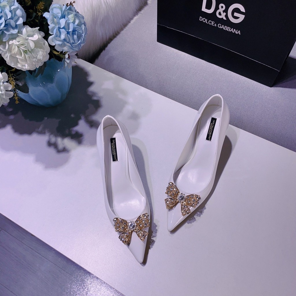 DG 2025New High Heels Shallow Mouth Pointed Toe Women's Single Shoes with Rhinestone Buckle Fashion 