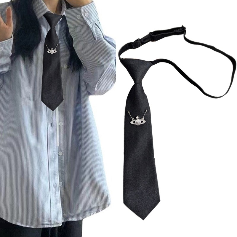 EXP Đồng Nhất Cà Vạt Nữ Sinh JK Đồng Phục Phù Hợp Với Cổ Pre-tied Đen Preepy Look