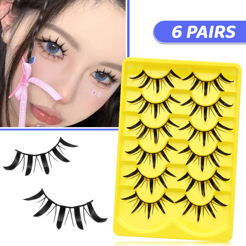 DINGSEN 6 Cặp Manga Mi Cosplay Lông Mi Giả Anime Mắt Giả Lông Mi Trang Điểm Mắt Lớn Manga Lông Mi Ma